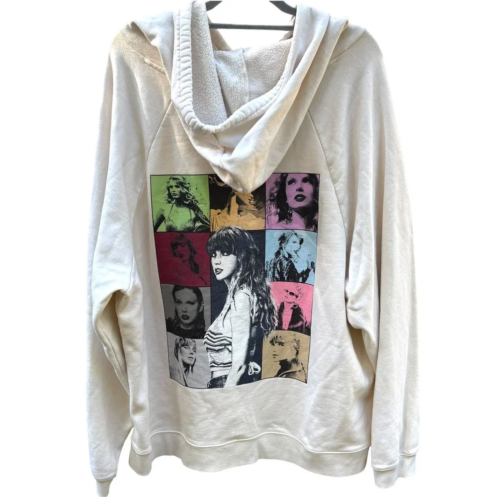 Taylor Swift Womens 3XL The Eras Tour Hoodie Cream Back Graphic Concert Merch - Picture 1 of 6